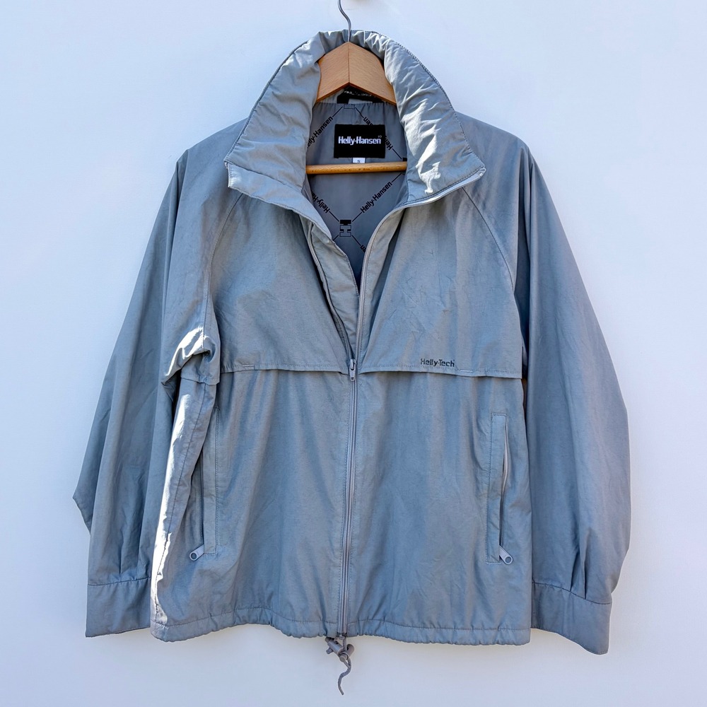Helly‎ Hansen Jacket Mens S Grey Helly-Tech Windbreaker Full Zip Outdoor Coat